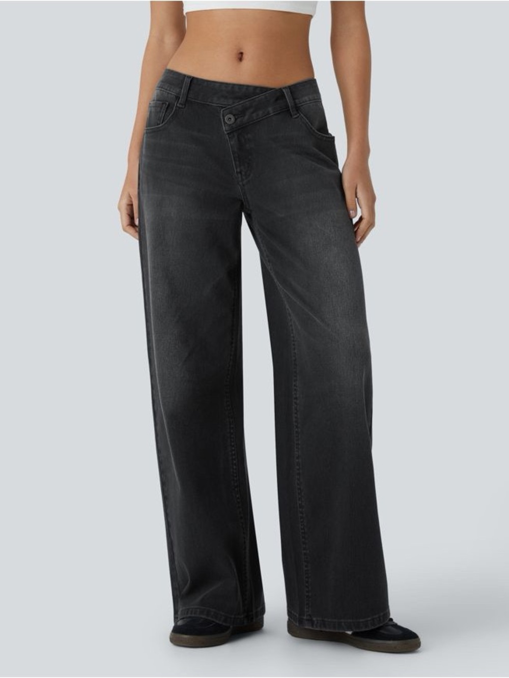 **NWT**- Halara- Wide Leg High-Rise Women's Jeans in Charcoal